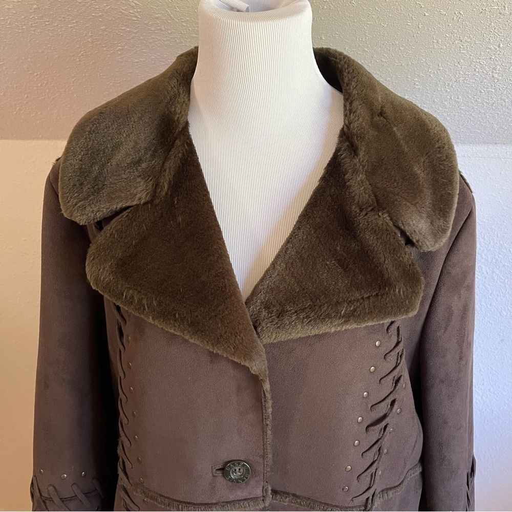 Dennis Basso Polyester Cruelty Free Faux Shearling
Brown Trench Coat - Picture 3 of 9